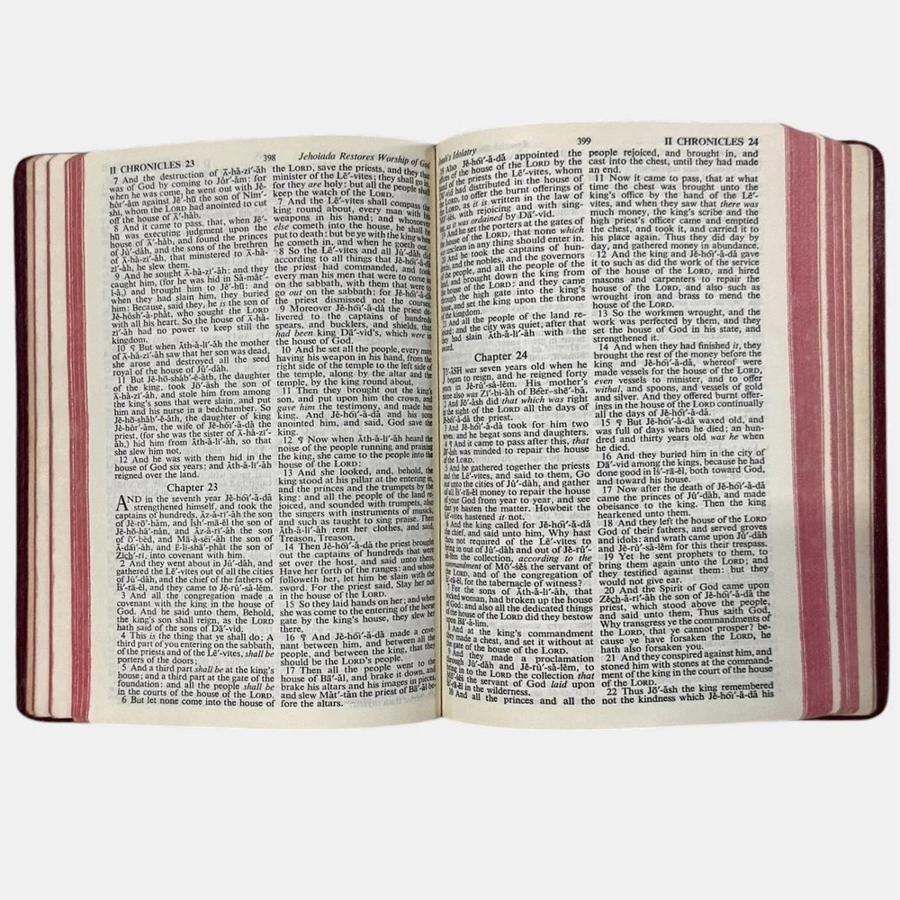 Holy Bible King James Version Self-Pronouncing Edition World Leather Bound VTG